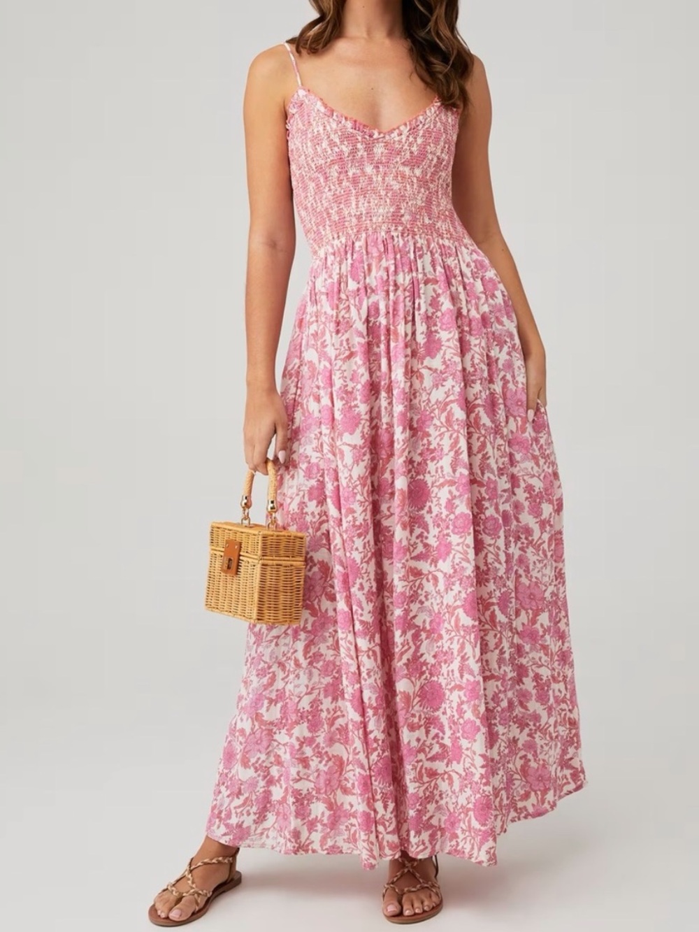 Free People Sweet Nothings Midi Dress in Pink Floral Size XS